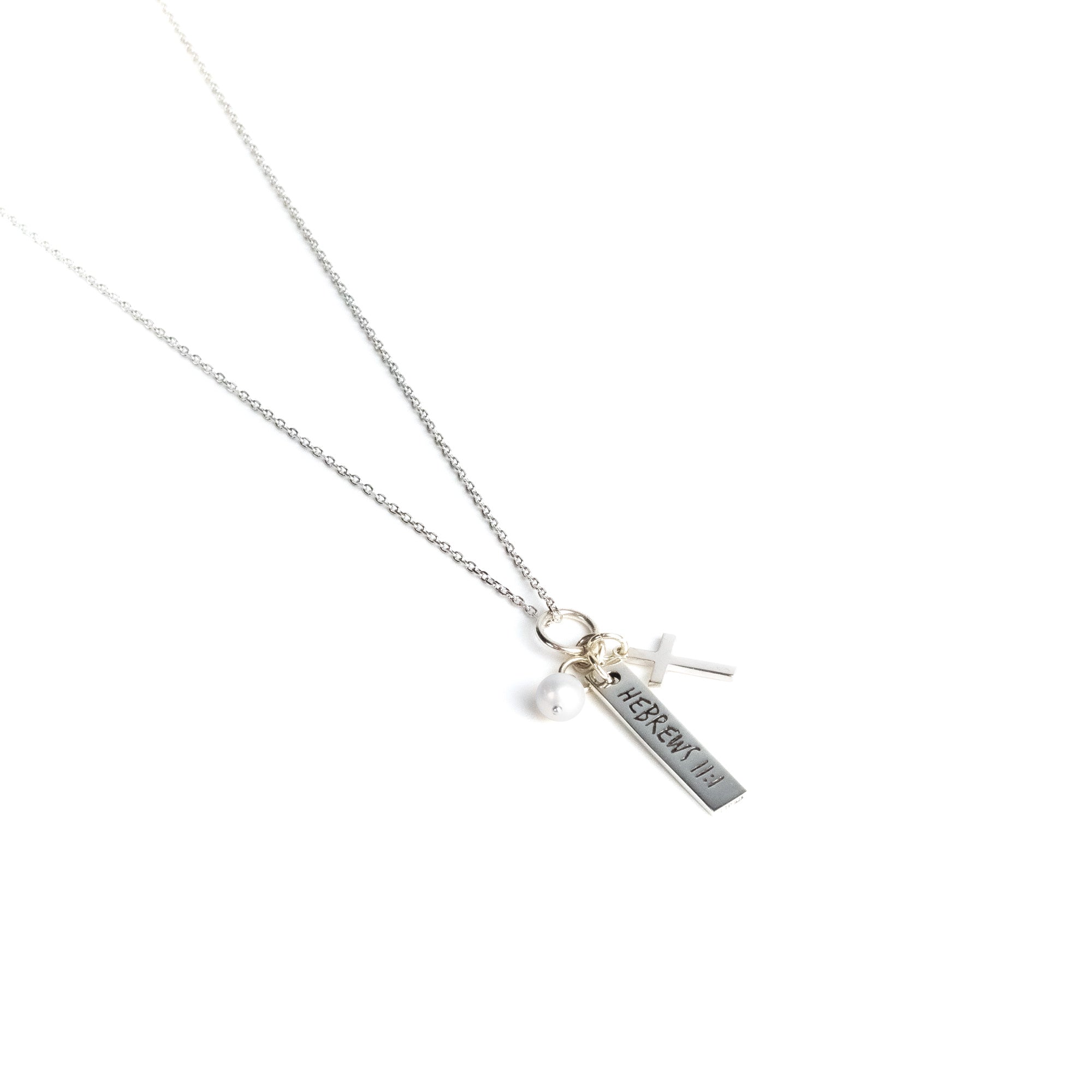 Faith is Confidence, Sterling Silver Scripture Cross Necklace