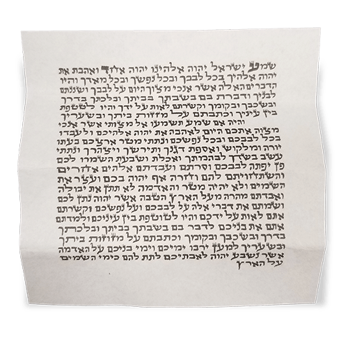 Ten Commandments, Menorah and Star of David Olive Wood Mezuzah