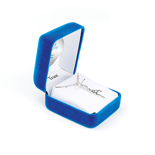 Trust Cross Necklace, Words of Life Sterling Silver Pendant Necklace