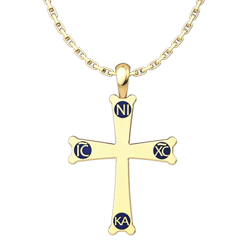 Mount Sinai Cross Gold-Plated Sterling Silver Pendant - 18 Inch Chain