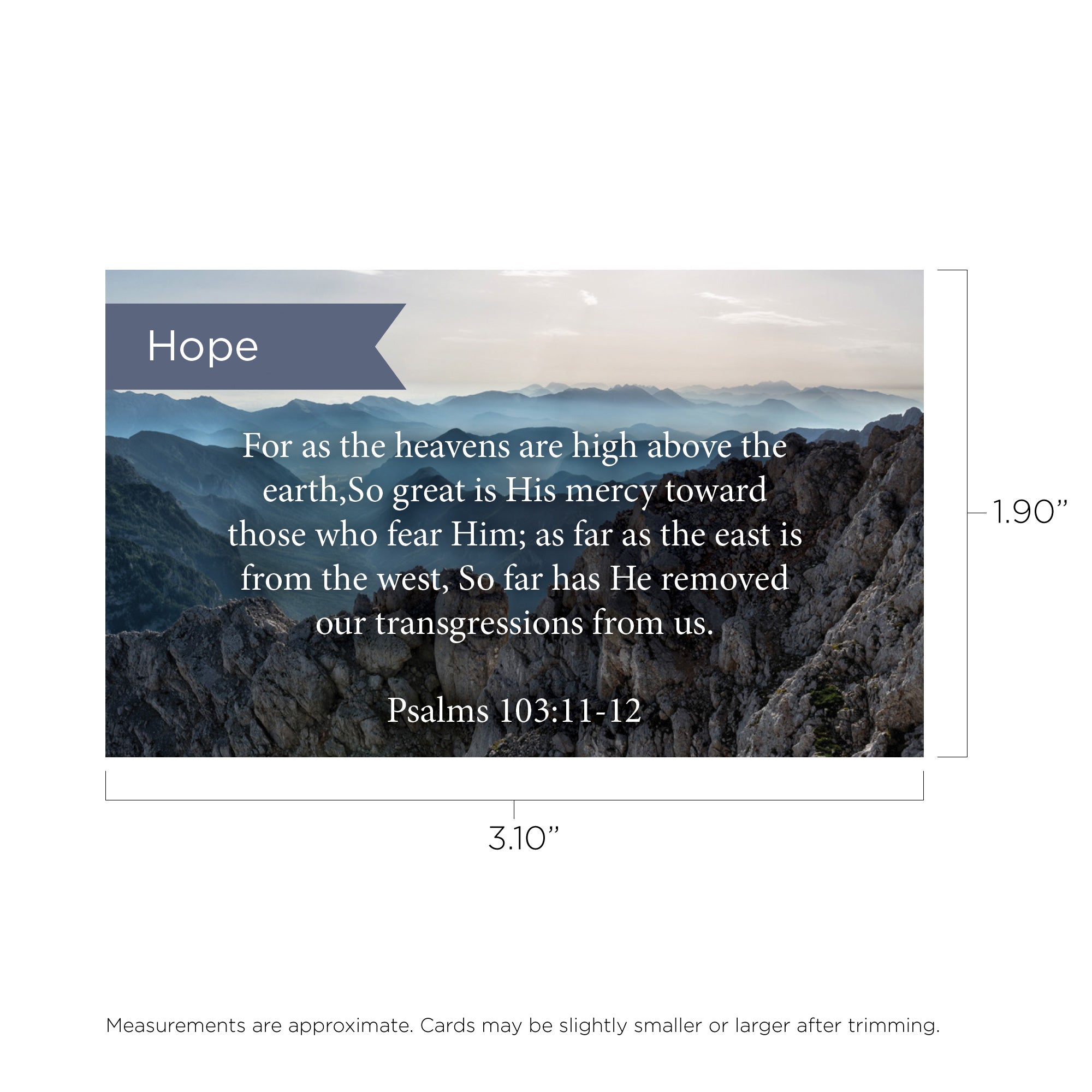 Pass Along Scripture Cards, Hope, Psalms 103:11-12, Pack 25