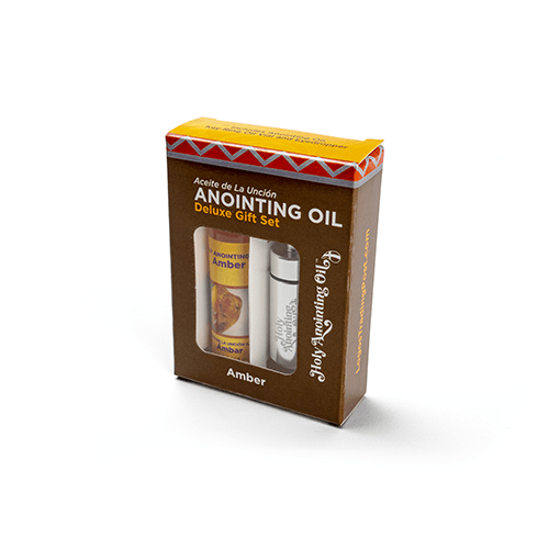 Amber Anointing Oil from Israel, Deluxe Gift Box Set - Silver