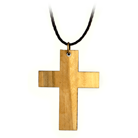 Simple Latin Cross Olive Wood Necklace