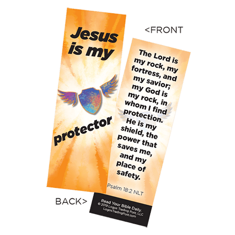 Children's Christian Bookmark, Jesus is My Protector, Psalm 18:2 - Pack of 25