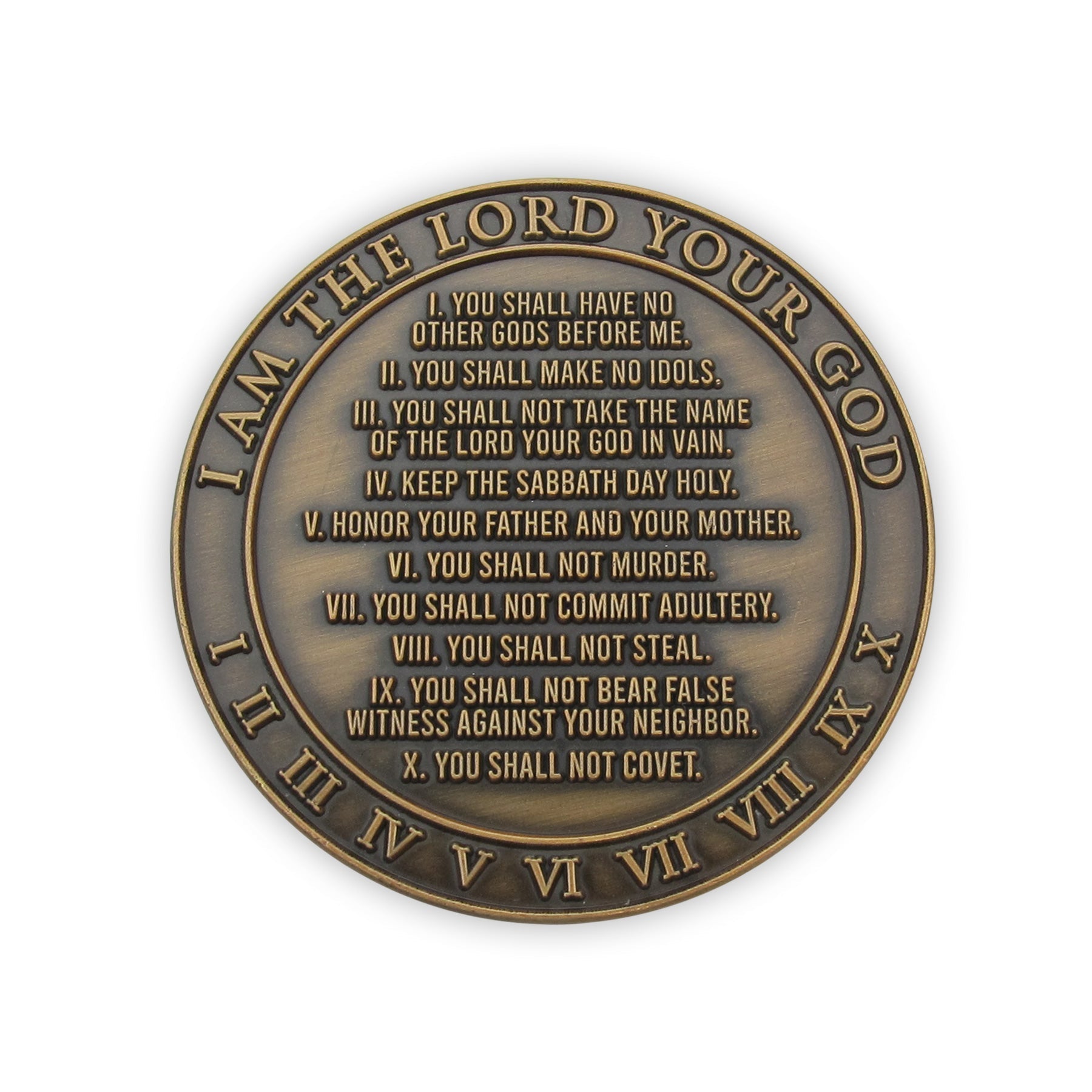 Ten Commandments Antique Gold Plated Challenge Coin
