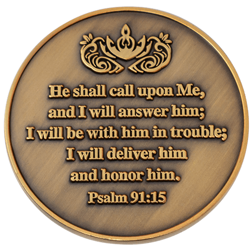 Psalms 91 - God is My Protection Challenge Coin