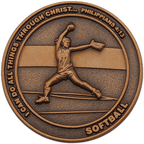 Softball Coin, Christian Sports Coin for Girls & Young Athletes