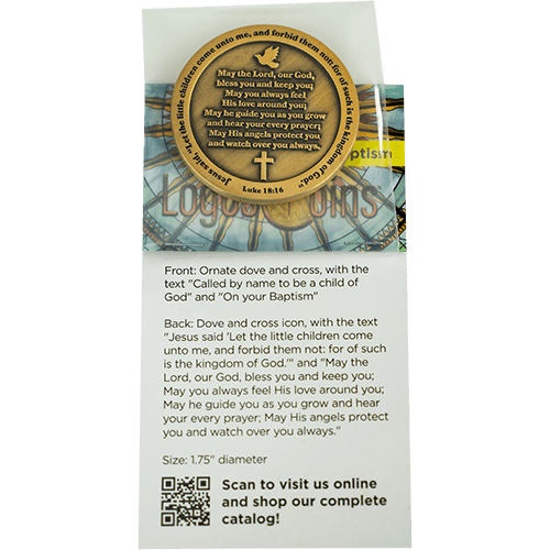 back of Baptismal Antique Gold Plated Challenge Coin