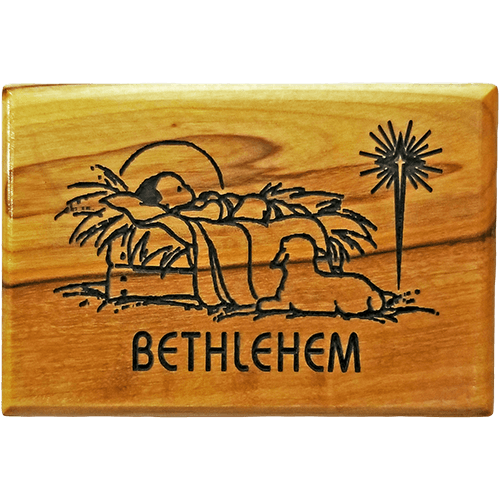 Bethlehem Baby Jesus Horizontal Olive Wood Magnet