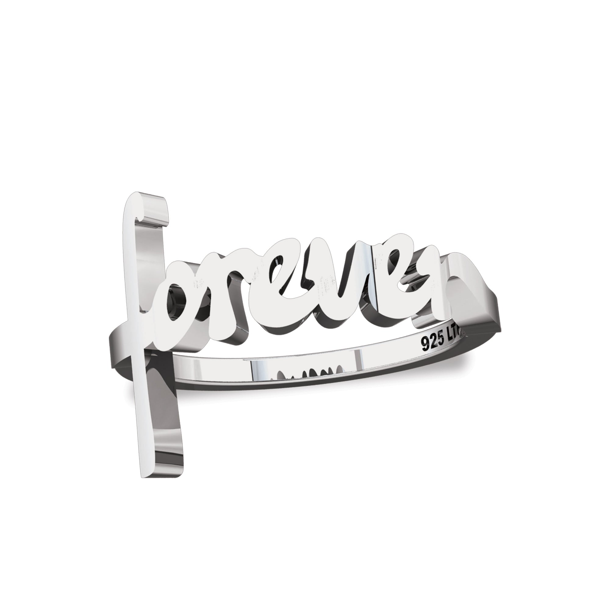 Forever Sterling Silver Script Cross Ring, Words of Life Collection