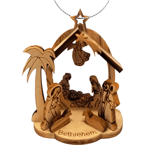 Holy Land Olive Wood Nativity Grotto - Small