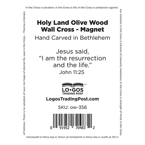 Set of 6 Olive Wood Cross Magnets with Hanging Holes