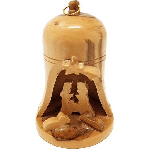 Holy Land Olive Wood Nativity Bell Ornament - Large