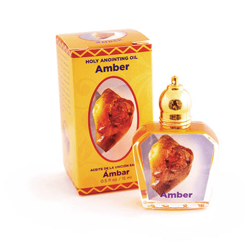 bottle of amber anointing oil with box