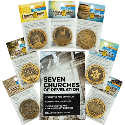 Bible Study Set, The Seven Churches of Revelation, 7 Study Booklets & 7 Challenge Coins, Bulk Bible Study Supplies for Men & Women, Christian Group Devotional Gift Set, Early Church Life Applications