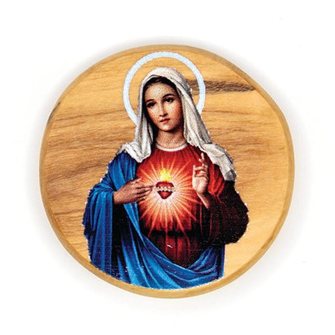 Virgin Mary Immaculate Heart Olive Wood Icon Magnet