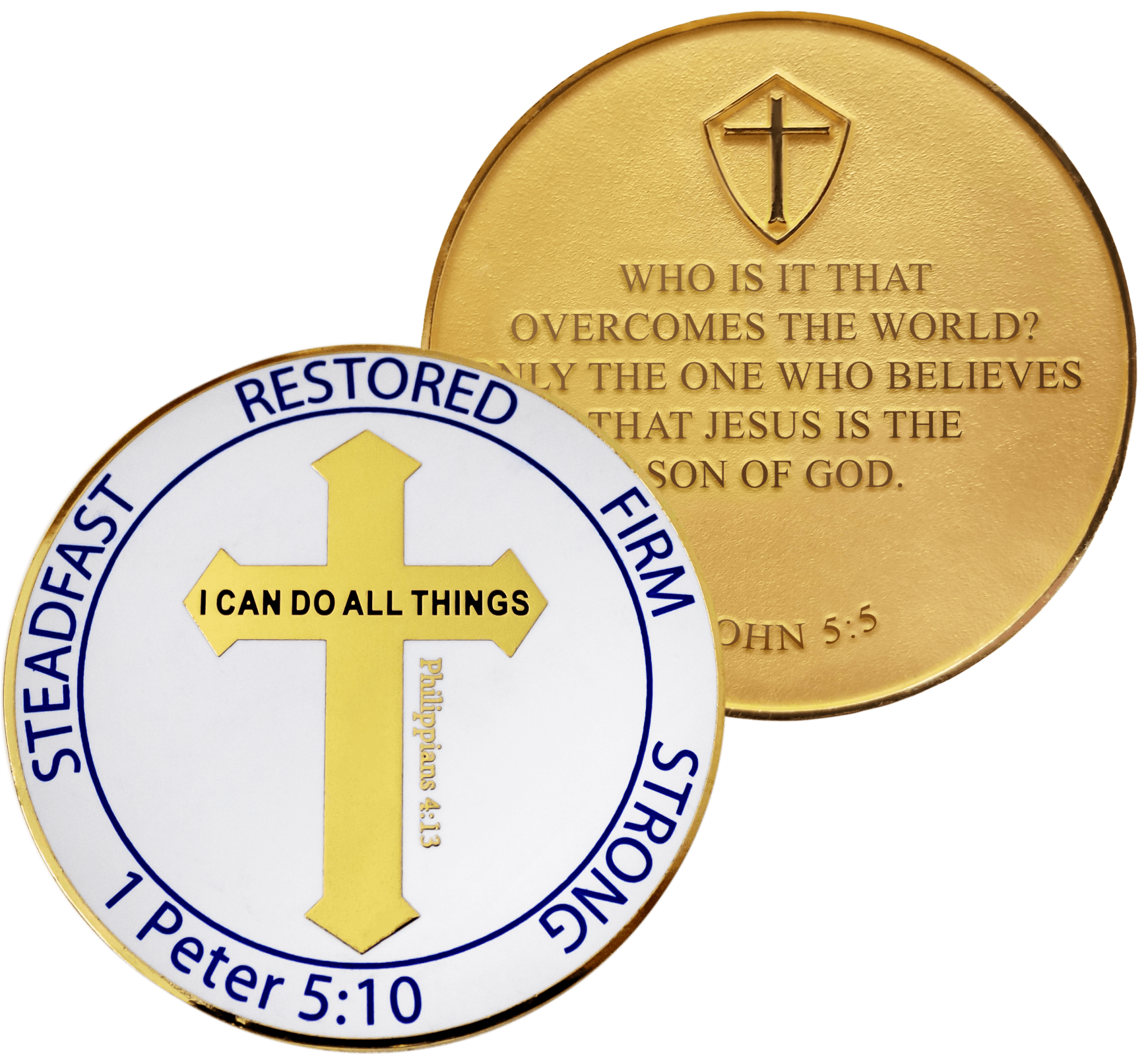 Overcomers Gold Plated Challenge Coin For Men and Boys -  Philippians 4:13