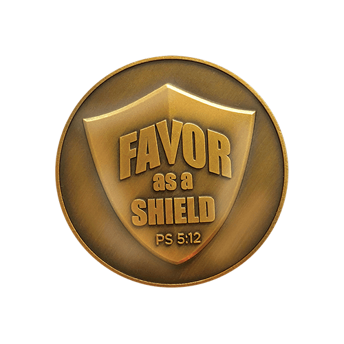 The Lord's Favor As a Shield Antique Gold Plated Challenge Coin - Psalm 5:12