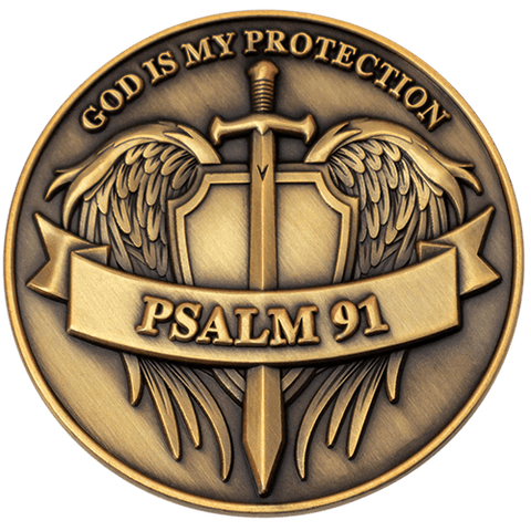 Psalms 91 - God is My Protection Challenge Coin