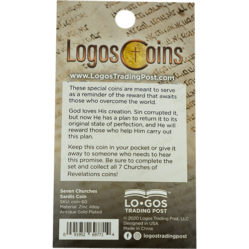 Sardis, Seven Churches of Revelation Challenge Antique Gold Plated Coin