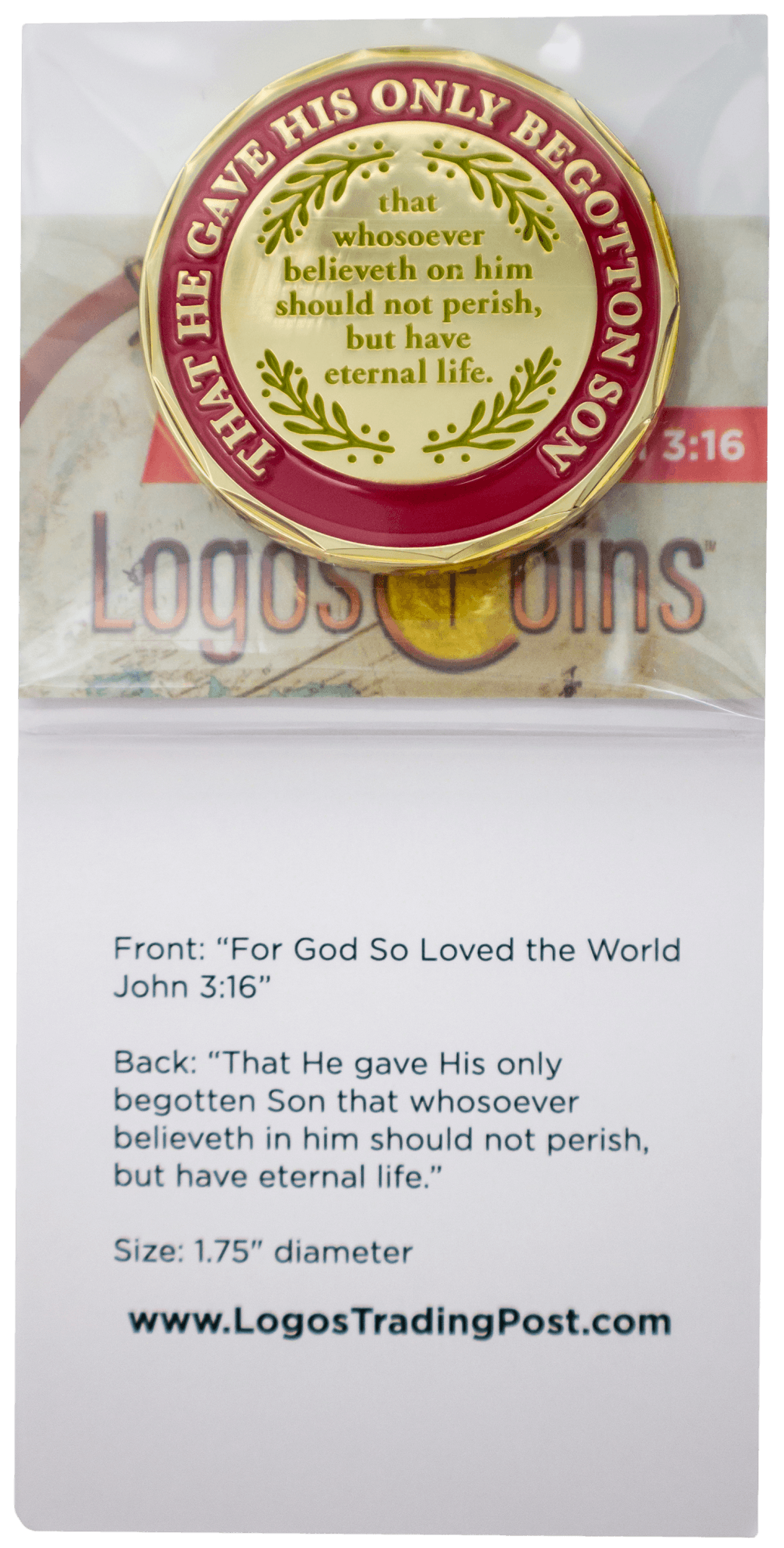"For God So Loved the World" Gold Plated Challenge Coin - John 3:16