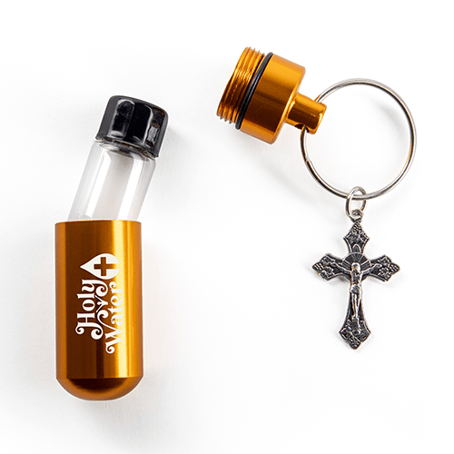Catholic Holy Water Bottle Keychain Kit - Gold, Bulk Set of 10