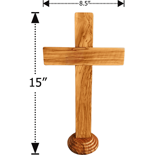 Holy Land 15" Genuine Olive Wood Standing Cross