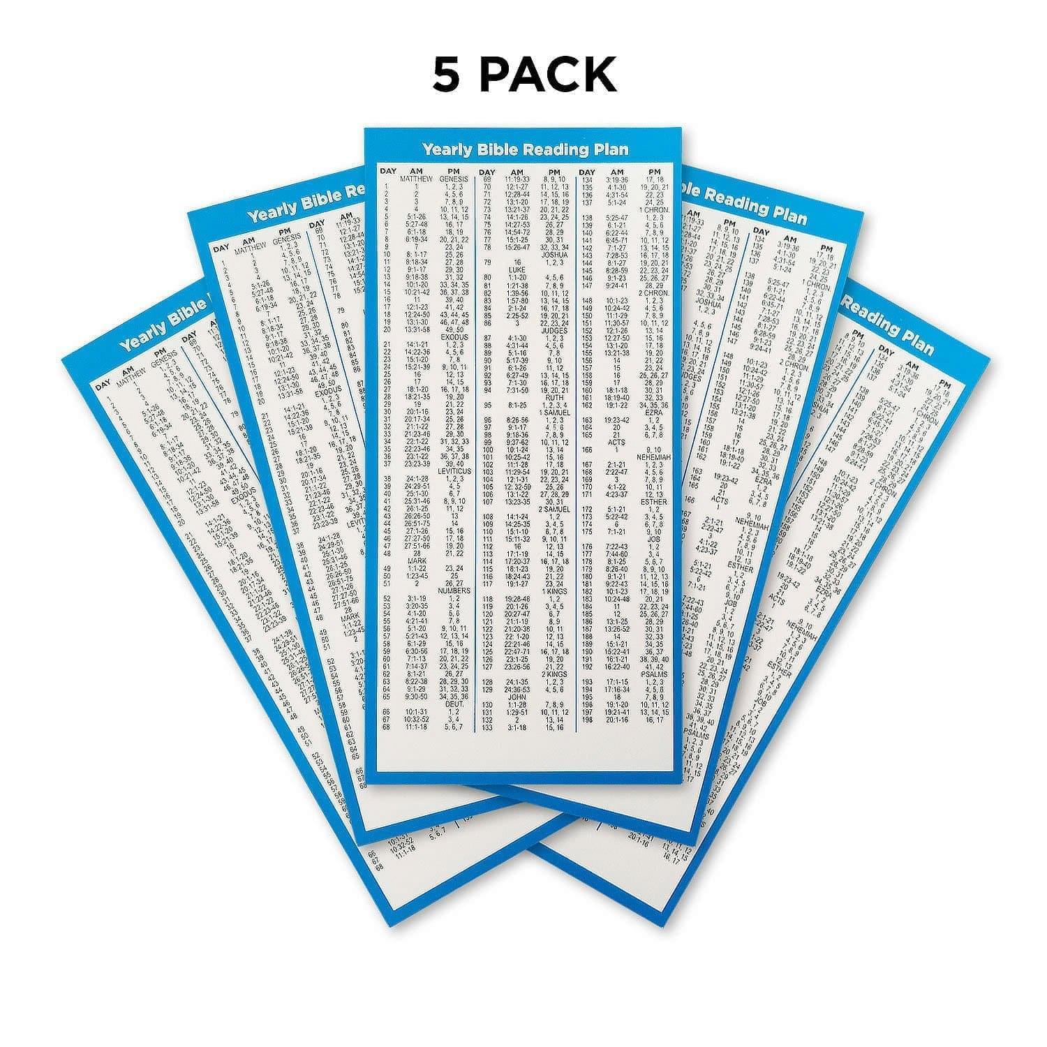 One Year Bible Reading Plan Card - 6 Different Quantities