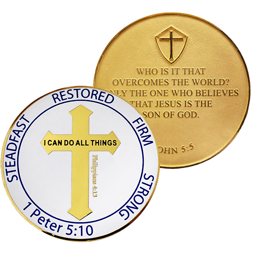 Men's Purity Coin Gold Plated Christian Challenge Coin - 1 Peter 5:10