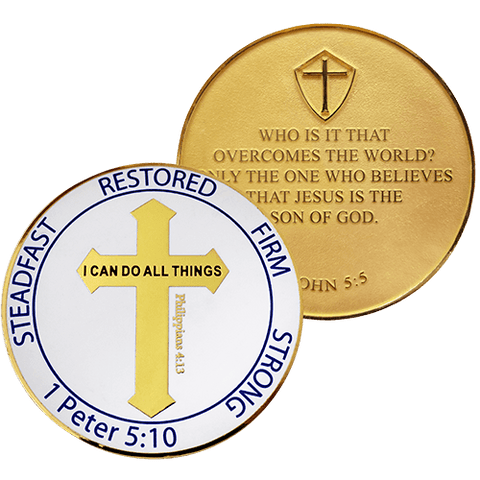 Men's Purity Coin Gold Plated Christian Challenge Coin - 1 Peter 5:10