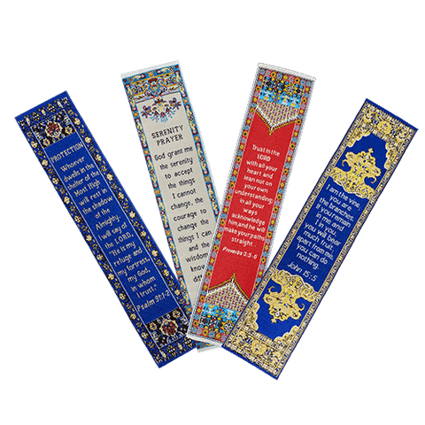 Nurse Gift, Themed Assortment of 4 Woven Fabric Bible Verse Bookmarks, Silky Soft & Flexible Religious Bookmarkers for Novels Books & Bibles, Woven Design, Memory Verse Gift