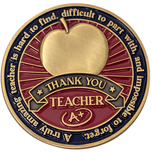 Teacher Appreciation Coin Antique Gold Plated - Proverbs 9:9