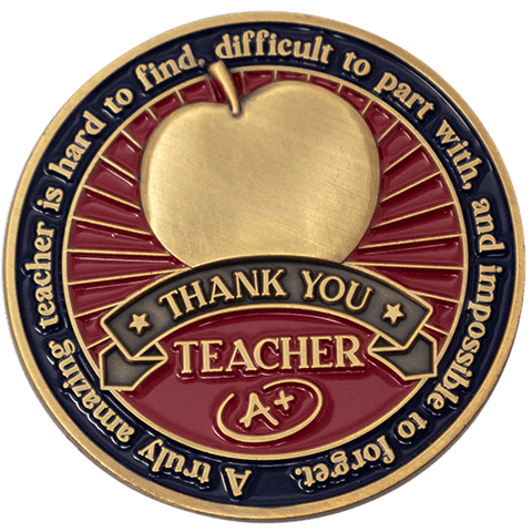 Teacher Appreciation Coin Antique Gold Plated - Proverbs 9:9