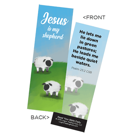 Children's Christian Bookmark, Jesus is My Shepherd, Psalm 23:2 - Pack of 25 - Christian Bookmarks