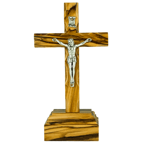 5.5" catholic crucifix cross with inri plaque and detachable stand