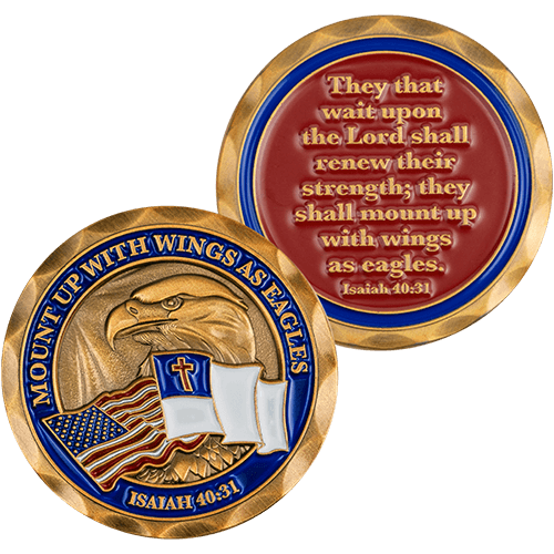 Mount Up with Wings as Eagles Christian Challenge Coin - Isaiah 40:31