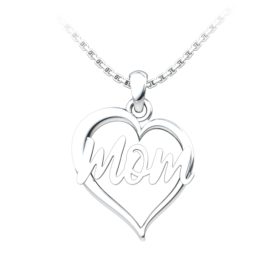 Mom Heart Sterling Silver Pendant