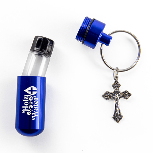 Catholic Holy Water Bottle Keychain Kit - Blue, Bulk Set of 3