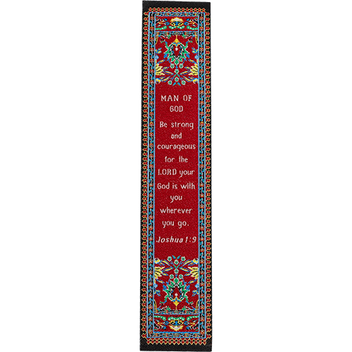 Mighty Man of God, Themed Assortment of 4 Woven Fabric Bible Verse Bookmarks, Silky Soft & Flexible Religious Bookmarkers for Novels Books & Bibles, Woven Design, Memory Verse Gift