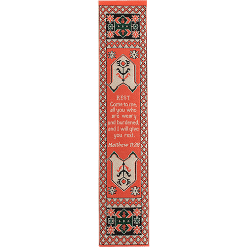 I Will Give You Rest, Woven Fabric Christian Bookmark - Matthew 11:28