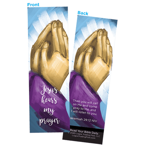 Children and Youth Bookmark, Jesus Hears My Prayer, Jeremiah 29:12, Pack of 25, Handouts for Classroom, Sunday School, and Bible Study