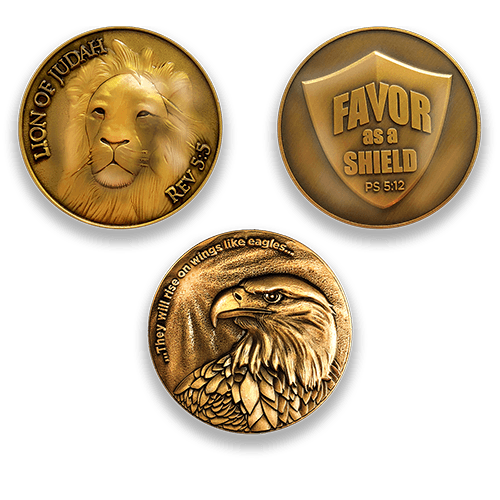 Assortment 3 - Value Variety Pack of 3 Antique Gold Plated Christian Challenge Coins