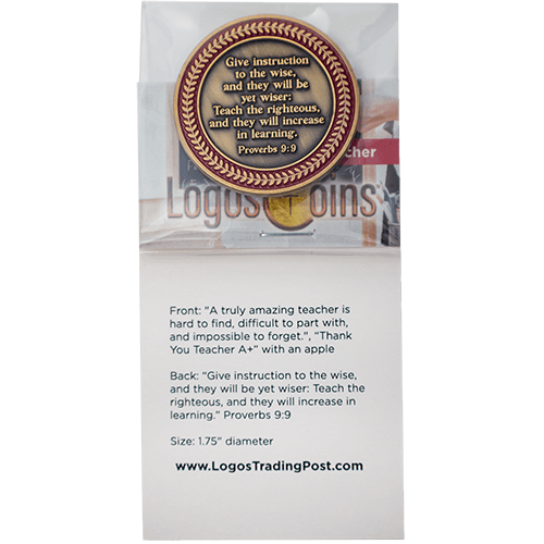 Teacher Appreciation Coin Antique Gold Plated - Proverbs 9:9
