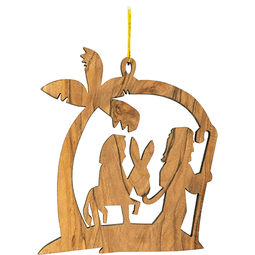 Mary & Joseph Olive Wood Christmas Ornament from Israel, Made in the Holy Land of Bethlehem