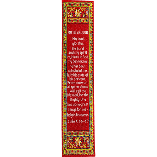 Motherhood, Bulk Pack of 4 Woven Fabric Bible Verse Bookmarks, Silky Soft & Flexible Religious Bookmarkers for Novels Books & Bibles, Memory Verse Gift, Traditional Turkish Woven Design