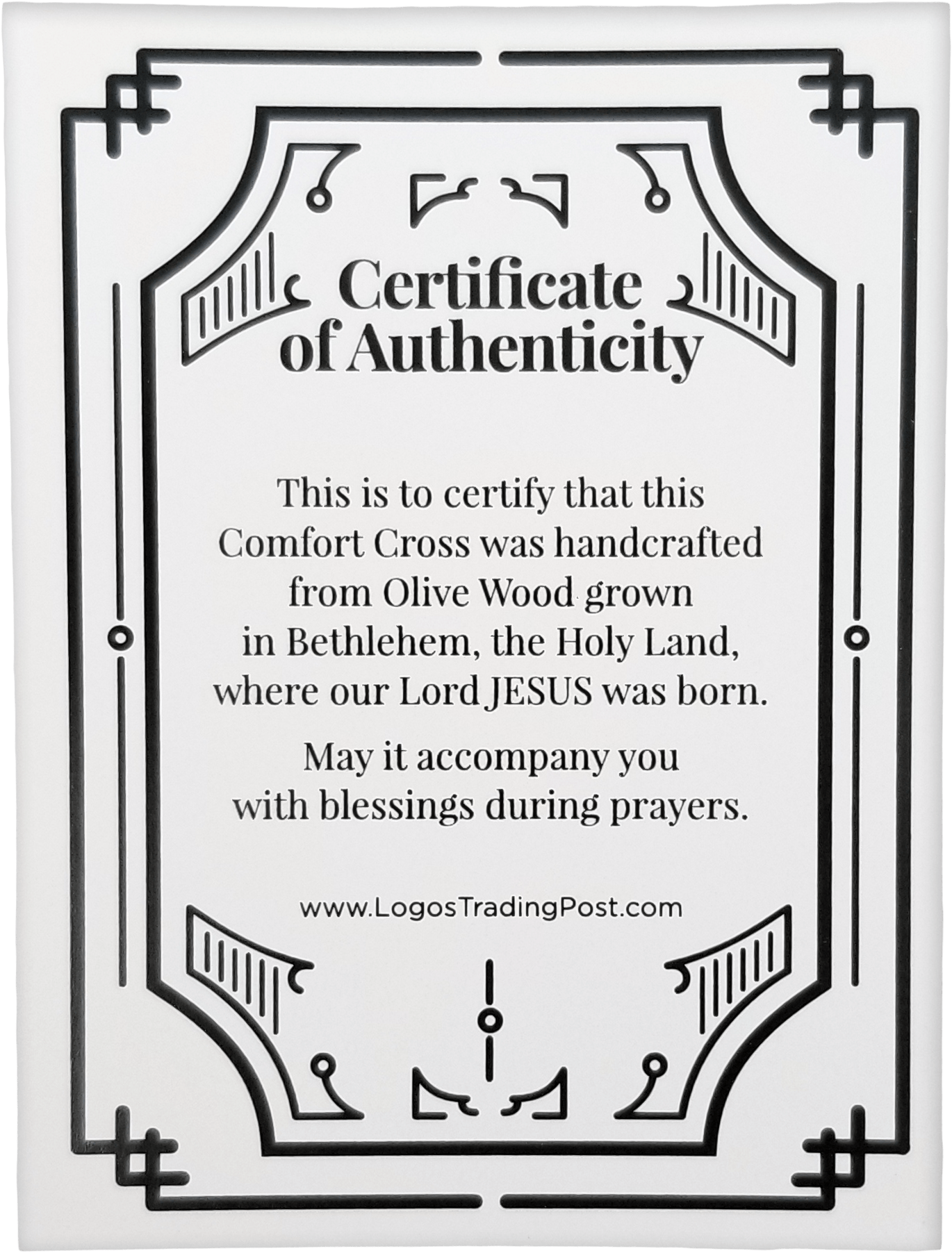 Deluxe Handheld Prayer Comfort Cross (L) in Red Velvet Certificate of Authenticity