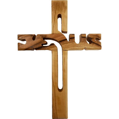 Olive Wood Wall Cross Jesus Cut Out (S)