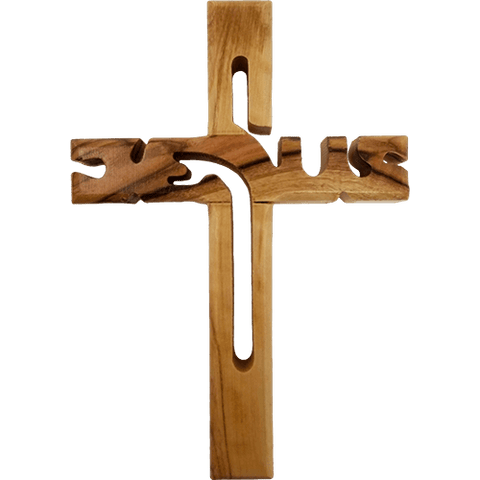Olive Wood Wall Cross Jesus Cut Out (S)