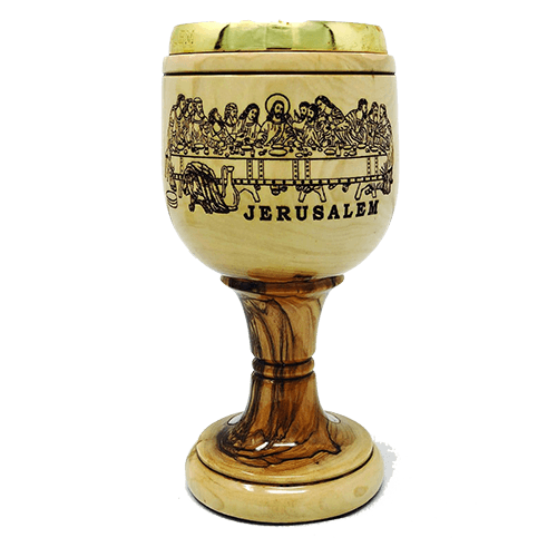 Holy Land Olive Wood Chalice - The Last Supper