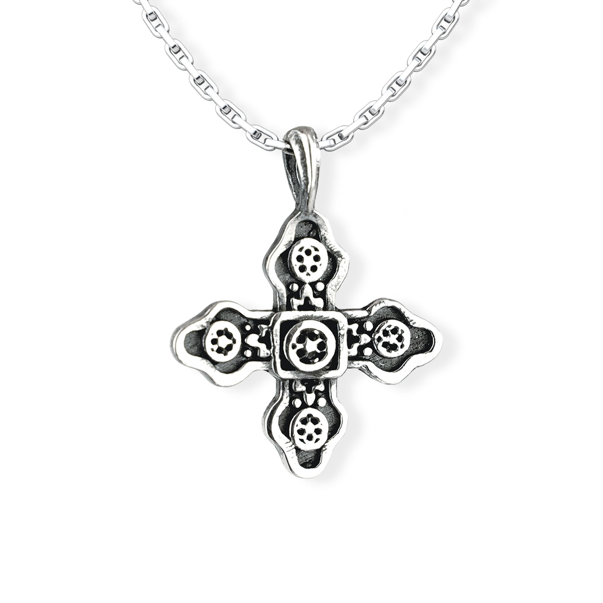The Old Stone, Antioch Baptism Cross Sterling Silver Pendant Necklace